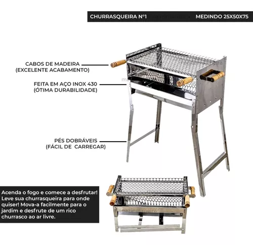 Imagem de Churrasqueira Inox 50x25 Carvão